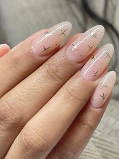 Star Nail Designs, Nails With Gold, Milky Nails, Summer Nail Art, White Nail Designs, Sparkle Nails