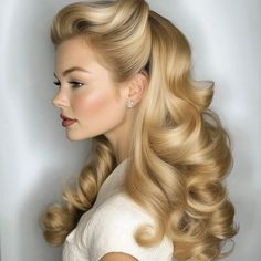 40 Pin Up Hairstyles for Vintage Enthusiasts - My Blog Retro Hairstyles Wedding, 1920s Bridesmaid Hair, Pin Curls Hair, Vintage Bride Look, 1940s Hairstyles With Hats, Vintage Princess Hairstyles, Wedding Hairstyles Retro, 1950 Hairstyles Women, 1920s Hollywood Glamour Hair