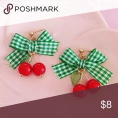 Cute cherry earrings New earrings Jewelry Earrings Cherry Earrings, Diy Bracelets Patterns, New Earrings, Jewelry Accessories Ideas, Retro Mode, Rockabilly Fashion, Knot Earrings, Clay Charms, Online Earrings