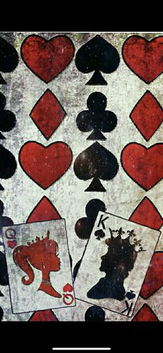 playing cards with hearts and spades on them