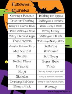 halloween characters and their names are shown in this printable list for the children's book