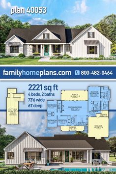 two story house plans with an open floor plan for the front and back of the house