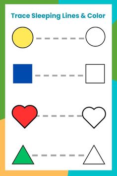 a printable worksheet for children to learn how to draw and color shapes