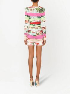 This Dolce & Gabbana mixed-print long-sleeve dress will make you stand out from the crowd. Crafted a combination of eye-catching prints, it features flattering wrap-style silhouette and long sleeves. Enjoy maximum comfort sophisticated aesthetic in perfect piece for any occasion. Designer Long Sleeve Mini Dress, Designer Long Sleeve Fitted Mini Dress, Designer Long Sleeve Mini Dress For Spring, Designer Green Long Sleeve Dress, Designer Multicolor Spring Dress, Long Sleeve Multicolor Print Party Dress, Fitted Printed Long Sleeve Dress, Long Sleeve Multicolor Floral Mini Dress, Fitted Long Sleeve Printed Dress