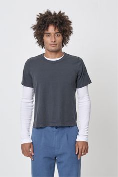 Tailored Trash Tee — Everybody.World Fitted Washed Black Crew Neck Top, Washed Crew Neck T-shirt For Layering, Fitted Washed Black Short Sleeve Top, Fitted Acid Wash Short Sleeve T-shirt, Fitted Acid Wash T-shirt, Fitted Washed Cotton T-shirt, Fitted Acid Wash Cotton Tops, Washed Black Stretch Cotton Tops, Fitted Casual Faded Top