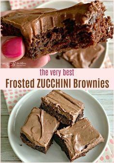 the very best frosted zucchini brownies are made with only three ingredients