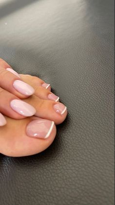 #manicure #pedicure #nailinspiration #nailart #nails #toenails Micro French Pedicure, Wedding Toes Nails, No Chip Pedicure, Bride Pedicure Wedding Day, Neutral Pedicure Ideas, Nail Designs August, Classy Pedicure Ideas, Mermaidcore Nails, Pedicure Natural