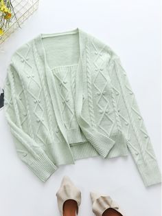 Green Knit Cardi, Suspenders For Women, Cardigan Set, Streetwear Shorts, Jacket Sweater, Short Cardigan, Grey Crewneck, Winter Sweater, Selling Clothes