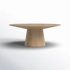 a round wooden table on a white background with shadow from the top to the bottom