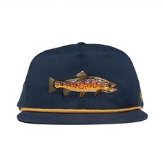 Nylon Plain back Adjustable snapback Cap Sizing: Max size of snapback hat is approximately 23 1/2" circumference with a 5" c Camp Hat, Blue Winged Teal, Navy Hats, White Rope, Brown Trout, Fishing Outfits, Cool Hats, Snapback Cap, Shirt Accessories