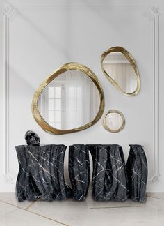 The Most Modern Console: A Demonstration Of Imagination And Bold Design Elegant Entryway, Gold Framed Mirror, Wooden Mirror Frame, Entryway Inspiration