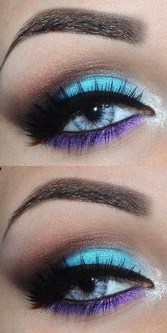 Bright Makeup Looks, Make Up Gold, Makeup Looks For Blue Eyes, Purple Eye Makeup, Eye Makeup Looks, Bright Makeup, Make Up Inspiration, Eye Makeup Pictures, Smink Inspiration