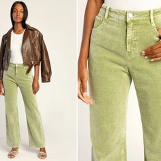 Tags On / Never Worn Lulus Strike A Cord Light Green High Rise Corduroy Pants Size Large We've Gotta Tell It Like It Iswe're Really Feeling The Vibes Of The Lulus Strike A Cord Light Green High Rise Corduroy Pants! Stretchy Corduroy Fabric Shapes These Trendy Trousers That Have A High Waist, Belt Loops, A Five-Pocket Cut, And A Hidden Zip Fly With Top Button Closure. Wide Legs Fall To Ankle-Length Hems, Finishing This 'Fit That Will Keep You Looking Fly All Season Long! Green Full-length Corduroy Bottoms, Green Corduroy Full-length Bottoms, Full Length Green Corduroy Bottoms, Green Full-length Corduroy Pants, Green Full Length Corduroy Pants, Spring High-waisted Corduroy Pants, Trendy Spring Corduroy Pants, Trendy Corduroy Pants For Spring, High-rise Corduroy Jeans For Spring