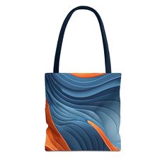 Celebrate Mother's Day in style with this wavy tote bag that is both trendy and practical. Perfect for carrying all of Mom's essentials, this tote bag features a unique wavy design that adds a touch of fun to any outfit. Whether she's heading to the grocery store or a day out with friends, this tote bag is the perfect accessory to show Mom how much you appreciate her. Give her a gift that is as functional as it is fashionable with this chic wavy tote bag for Mother's Day. This bag is made with spun polyester, these bags feature double-stitched seams, cotton webbing straps, and non woven laminate lining for high-end durability. Your all-over print is created with dye sublimation for high-end visuals.  .: Made with 100% polyester, a medium-weight fabric (6.49 oz/yd² (200 g/m that is highly d Trendy Shoulder Bag With Reinforced Handles For Daily Use, Trendy Blue Gift Shoulder Bag, Modern Blue Bag For On-the-go, Modern Blue Shoulder Bag With Large Capacity, Modern Large Capacity Blue Shoulder Bag, Blue Softback Shoulder Bag For Daily Use, Modern Large Capacity Blue Bag, Trendy Blue Beach Bag With Large Capacity, Blue Shoulder Bag With Reinforced Handles For Everyday