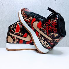 the nike air force 1 is decorated with graffiti