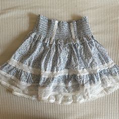 Size Kids Large Can Fit Adult Xs Never Worn Light Blue Bottoms With Lace Trim For Summer, Light Blue Cotton Skirt With Ruffles, Spring Blue Skirt With Lace Trim, Light Blue Lace Trim Bottoms For Summer, Blue Bottoms With Lace Trim For Spring, Casual Spring Skirt With Lace Trim, Light Blue Ruffled Skirt For Day Out, Blue Lace Trim Fitted Skirt, Light Blue Ruffled Skirt For Vacation