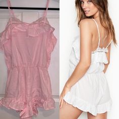 Victoria’s Secret Ruffle Rompers - New With Tags - Size Medium - Sold Individually - White Or Baby Pink Ruffle Romper, Victoria’s Secret, Baby Pink, Women's Intimates, Pink White, Rompers, White, Pink, Women Shopping