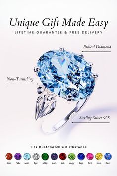 Capture the essence of the ocean's depth with this stunning 2CT blue birthstone ring, a heartfelt gift that embodies your eternal love. Offered with a lifetime guarantee and free delivery, it's a timeless piece for the most deserving mum. Silver Diamond Birthstone Ring Gift, Sterling Silver Diamond Birthstone Ring Gift, Elegant Sterling Silver Diamond Birthstone Ring, Elegant Sterling Silver Diamond Ring With Birthstone, Exquisite Sterling Silver Promise Jewelry, White Gold Topaz Ring In Sterling Silver As Gift, White Gold Sterling Silver Topaz Ring Gift, Silver Topaz Birthstone Ring As Gift, Diamond White Blue Topaz Ring For Gifting