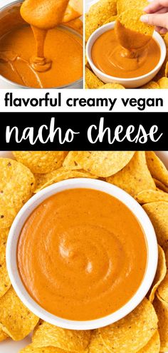 the process to make nacho cheese dip with tortilla chips and salsa sauce