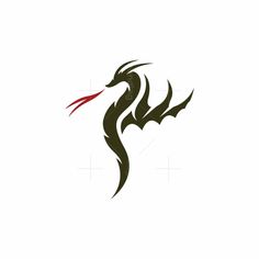 a black and red dragon logo on a white background