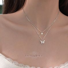 Dainty 925 Sterling Silver Butterfly Necklace | Butterfly Pendant Necklace | Minimalist Jewellery | Nature Design | Gift for Her What's Included: 🌟1 x Double Layer 925 Sterling Silver Butterfly Necklace🌟 🎁 Each item is presented in a beautiful, well packaged jewellery gift box. 🚚Free Shipping! 📆30 Day Money Back Guarantee 💛Handcrafted & Handmade with Pride Introducing our FiveMagpies Double Layer Sterling Silver Butterfly Pendant Necklace - the perfect new addition to your jewellery collec Butterfly Necklace Silver, Silver Butterfly Necklace, Minimalist Jewellery, Necklace Butterfly, Double Layer Necklace, Butterfly Pendant Necklace, Layer Necklace, Necklace Minimalist, Silver Butterfly