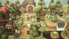 an animal themed village with lots of animals and plants on the ground, including trees