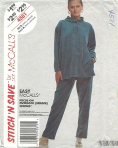 a woman in pajamas and hoodie is standing on the cover of a sewing pattern