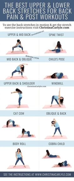 the best stretches for lower back pain and post - workouts info sheet with instructions