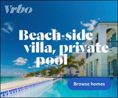 the beach side villa, private pool is featured in this ad for wwdo