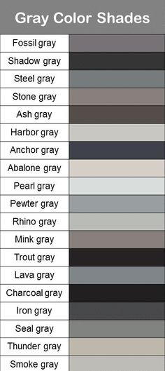 the color chart for gray shades