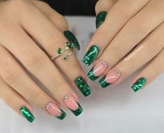 Emerald Nails, Cute Acrylic Nail Designs, Cute Acrylic Nails, Acrylic Nail Designs, Acrylic Nails, Manicure, Nail Designs, Quick Saves