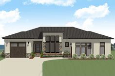 this is an artist's rendering of the front elevation of these house plans for homes