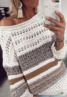 Spring Chunky Knit Crew Neck Sweater, Beige Open Knit Crew Neck Sweater, Open Knit Crew Neck Sweater, Chunky Knit Crew Neck Sweater, Open Knit Crew Neck Sweater For Winter, Crew Neck Open Knit Sweater For Winter, Casual Open Knit Sweater For Fall, Hollow Sweater, Bag Tutorials