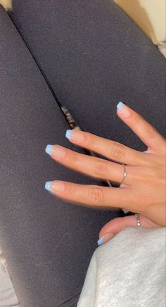 spring nails, summer nails, nail inspo, 2021 nails, french tip, blue french tip, nails, aesthetic nails Art Nail Designs, Nails Yellow, Spring Acrylic Nails, Broken Nails, Blue Acrylic Nails, Classy Acrylic Nails