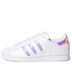 (WMNS) Adidas Superstar 'White Iridescent' FY1264 (SNKR/Retro/Skate/Low Top/Women's) Sporty Iridescent Low-top Sneakers, Iridescent Sporty Sneakers For Streetwear, Iridescent Low-top Sporty Sneakers, Sporty Iridescent Sneakers For Streetwear, Iridescent Low-top Sneakers For Sports, Shorts Women, Denim Shorts Women, Stylish Sneakers, Adidas Women