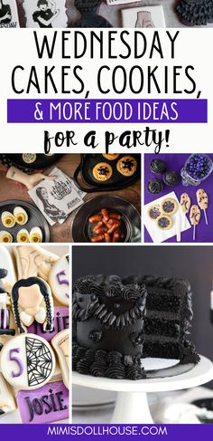 a collage of cakes, cookies and more food ideas for a halloween themed party