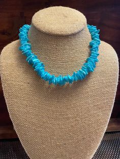 "Looking for those Puka Shell Necklaces surging into popularity again? We got em'!  This one is 7.5\" or 15\" unfastened. Made with genuine painted Puka shell chips.  Look through my listings for additional colors and sizes!" Adjustable Blue Shell Necklace For Gift, Poka Shell Necklace, Handmade Blue Shell-shaped Necklace, Vintage Puka Shell Necklace, Blue Shell-shaped Necklaces, Ocean-inspired Blue Shell-shaped Necklace, Puka Shell Necklace, Surfer Style, Puka Shell