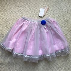 Nwt Cotton On Girls Sz 7/8 - 3 Layer Skirt - Super Cute ! Top Layer: Grey Mesh W/ Silver Metallic Trim At Bottom Middle Layer = Solid Grey Mesh Inner Layer : Pink Woven Fabric Waistband = Elasticized With Contrast Royal Blue Pom Pom Smoke And Pet Free Home Blue Pom Pom, Layer Skirt, Neon Aesthetic, Layered Skirt, Cute Top, Cotton On, Kids Bottoms, Pink Grey, Woven Fabric