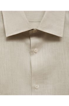 Lightweight and comfortable, this shirt tailored from breathable linen makes an ideal choice for sunny days and looks great whether you wear it tucked or untucked. Front button closure Spread collar Long sleeves with button cuffs 100% linen Dry clean Imported Aqua Green, Tailored Shirts, Sunny Days, Light Green, Looks Great, Button Up Shirts, Mango, Wear It, Button Up