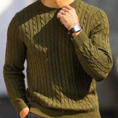 Ships In 5-10 Business Days! Stylish And Trendy Classic Green Cable Knit Sweater, Casual Fitted Cable Knit Sweater, Fitted Casual Cable Knit Sweater, Fitted Cable Knit Sweater, Fitted Green Cable Knit Sweater, Green Turtleneck, Sweaters Crewneck, Mens Green, Cable Knit Sweater