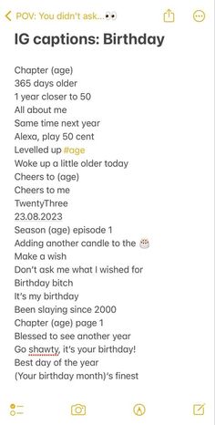 a birthday card with the words ig captions on it