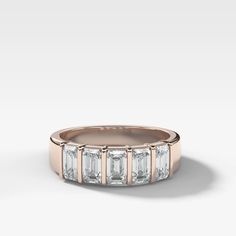 Five Stone Emerald Cut Diamond Ring - Good Stone Inc Carat Comparison, Knife Edge Ring, Yellow Gold Diamond Wedding Band, Emerald Cut Diamond Ring, Buy Jewellery Online, Rose Gold Diamond Ring, Emerald Cut Diamond, Cushion Cut Diamonds, Set Ring