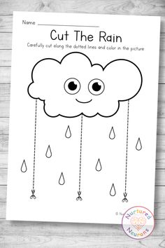 a printable coloring page with the words cut the rain on it and an image of a