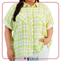 in stock Tommy Hilfiger Short Sleeve Shirt For Spring, Tommy Hilfiger Spring Short Sleeve Shirt, Casual Green Tommy Hilfiger Tops, Spring Green Camp Shirt With Buttons, Green Camp Shirt With Buttons For Spring, Tommy Hilfiger Summer Button-up Shirt, Tommy Hilfiger Relaxed Fit Summer Shirt, Green Short Sleeve Top With Roll-up Sleeves, Tommy Hilfiger Button-up Summer Tops