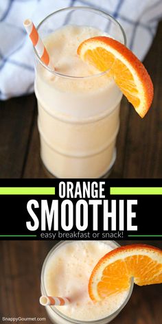 ORANGE SMOOTHIE IN GLASS Vanilla Yogurt Smoothie, Recipe Healthy Breakfast, Smoothie Easy, Orange Juice Smoothie, Orange Smoothie Recipes, Recipe Smoothie, Juice Smoothies Recipes, Orange Smoothie