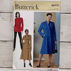 an image of a woman's coat and dress sewing pattern