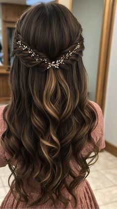 15 Chic and Easy Prom Hairstyles for Medium Length Hair - pulsepathlife.com Hoco Hairstyles Dark Brown Hair, Hairstyles For Medium Length Hair Traditional, Trendy Hairstyles For Wedding, Homecoming Hairstyles For Medium Length Easy, Prom Hairstyles Dark Hair, Bride Hairstyles Brunette, Bridal Hair Half Up Medium Length, Wedding Hairstyles For Medium Length Hair, Half Up Half Down Prom Hairstyles