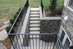 there is a stair case with stone steps