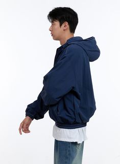 Product Detail Style : Street Occasion : Back to school Type : Men Detail : Stitch, Zip up, Hood Print : Solid Material : Nylon Sleeve : Long sleeve Neck : Hood Fit : Loose fit Nylon100 Color : Blue, Dark red, Black Made in Korea Model Size Model is wearing size M/L and the color Blue. Height : 6'0" | 184cm / Top : L / Bottom : XL (32 inch) .prddescription table, .prddescription td, .prddescription th { border : 1px solid black; border-collapse : collapse; padding: 10px; } Size(Inch) Size Should Casual Long Sleeve Windbreaker With Ribbed Cuffs, Urban Blue Windbreaker With Double-lined Hood, Urban Blue Windbreaker With Double Hood, Navy Casual Nylon Track Jacket, Casual Windbreaker With Ribbed Cuffs For Outdoor, Navy Hooded Outerwear With Ribbed Cuffs, Navy Windbreaker For Spring Streetwear, Casual Blue Hooded Jacket With Detachable Hood, Nylon Hooded Jacket With Ribbed Cuffs