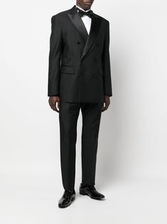 Find DSQUARED2 Tailored Double-breasted Suit on Editorialist. black virgin wool-silk blend tailored design double-breasted button fastening wide peak lapels two side flap pockets buttoned cuffs central rear vent Tailored Double-breasted Evening Suits, Designer Fitted Double Breasted Suit With Hidden Button Closure, Designer Double Breasted Suit With Double Button Closure, Designer Double Breasted Suit For Semi-formal Occasions, Black Tailored Double Breasted Suit With Button Closure, Tailored Double-breasted Tuxedo For Office, Tailored Black Double Breasted Suit For Evening, Tailored Double-breasted Office Tuxedo, Black Double-breasted Formal Suits